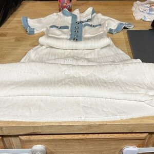 White and Blue Knit Dress Set
